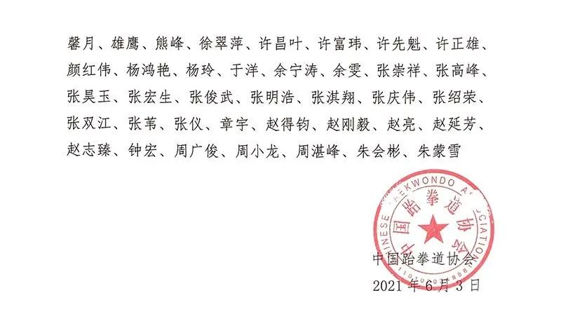 中国跆协关于举办2021年大众跆拳道晋段考试官晋升暨年度复训班的通知(图5)